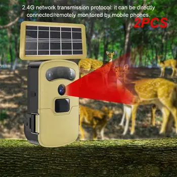 2 ЕЛЕМЕНТА WiFi Trail Camera 720P Безжична ловна камера със слънчев панел, Водоустойчив за наблюдение на дивата природа Интелигентност у дома