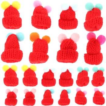 50шт Мини-crochet шапки Малки шапки Коледни Мини-шапки Миниатюрни шапки САМ Възли шапки