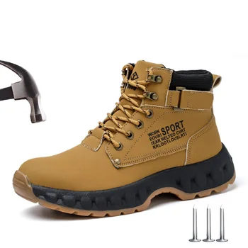 Работни и Защитни Обувки За Мъже, Водоустойчиви Неразрушаемая Работна Обувки, Защита От удар И пробождане, Защитни Обувки Със Стоманени Пръсти