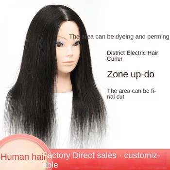 Практикующая прическа Модел на главата с истинска коса, половината от тялото на куклата, Фризьорски салони Могат да практикуват боядисване, къдрене (на апарат), полагане на къдрава коса сешоар