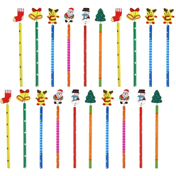 25 бр. Коледни моливи, обемни творчески дървени моливи, забавни моливи, детски наградни подаръци (случаен стил)