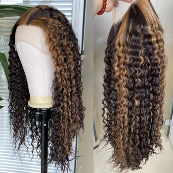 Перуки AIMEYA с дълга гъста swirls за черни жени, перука с кафява подсветка на дантели, бесклеевой перука от естествена коса, синтетични перука за всеки ден