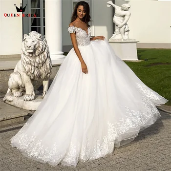 Бална рокля С къс ръкав на Сватбена рокля Дантела и Тюл апликация Във Вечерна рокля Сватба 2023 Нов дизайн по поръчка DS106
