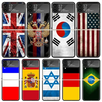 Национален Флаг BG FR UK Калъф с Шарките на Samsung Galaxy Z Flip 5 ZFlip 4 3 Z Flip3 5G Калъф За Телефон под формата На Миди устойчив на удари с Твърд Сгъваем F