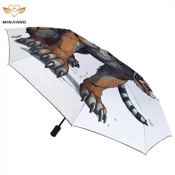 Тигър 3-те пъти чадър от слънцето, Черни чадъри за защита от uv, Портативен автоматичен чадър