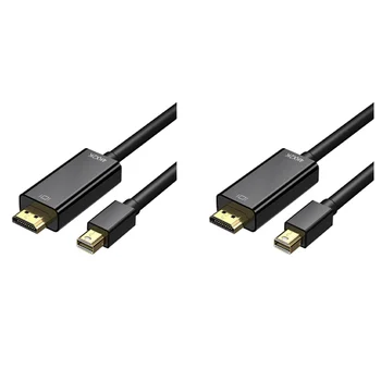 2X Mini DisplayPort-HDMI 4K Mini DP-HDMI 6 Фута за MacBook Air/Pro, Surface Pro/Зарядно устройство, Монитор
