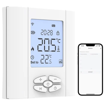Умен термостат ZigBee Работи с контролер на температурата Алекса Google Home, работещи на батерия, приложение за управление на водогазовым котел.