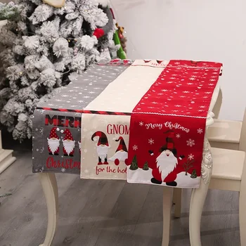 Коледна настолна пътека с Червена бродерия Домашната кухня за възрастни хора с Коледа, шал под формата на снежинки, украса за вечери и партита