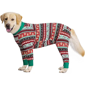 Дрехи за кучета с анимационни коледа модел, пуловер с четирикрак покритие, пижами за кучета със средни размери, дрехи след операция
