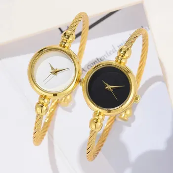 2 ЕЛЕМЕНТА луксозни Модни дамски часовници със златен тънка каишка Дамски часовници за гривна Montre Femme Дамски ръчни часовници Дамски часовници Relojes