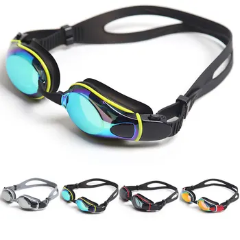 Професионални лещи със защита от замъгляване и ултравиолетовите за възрастни, мъжки и женски плувни очила, водоустойчиви регулируеми силиконови очила за плуване в басейна