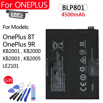 100% Оригинална батерия BLP801 за Oneplus 8T, Oneplus 9R, 4500 mah, благородна работа на смени батерията
