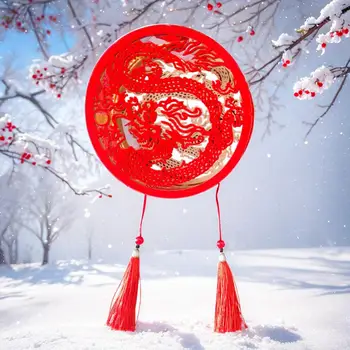 Окачване-фенер, китайски коледни висящи фенери, Светещи бижута с изображение на дракон за празнични пролетни празници, Светлина