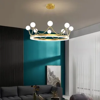2023 Winfordo Модерен led окачен лампа, Таван полилей с дизайн crown За хол, детска спалня