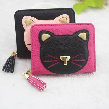 Сладка къса дамска чанта с цип, с анимационни котка, чантата приливи и отливи, дамски мъничко