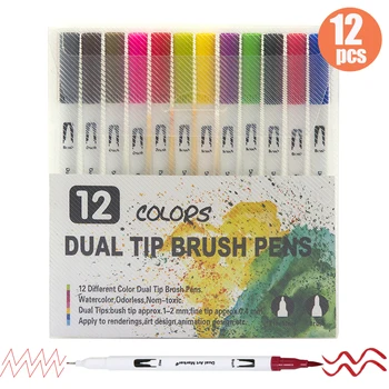 120 цвята 0,4 мм Накрайници за тънка очна линия, набор от художествени маркери с две топчета, гъвкави цветни писалки за чертане, идеални за художествени материали