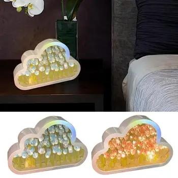 Лека нощ САМ Cloud Tulip батерии Ръчно изработени със светодиодна настолна лампа под формата на цвете за момичета, двойки, деца, дом прикроватного декор на работния плот