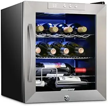 Компресор вино хладилник-охладител на 12 бутилки с ключалка - Голям самостоятелен винарска изба за червено, бяло, шампанско или пенливо вино