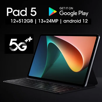 Android 12,0 Tablet PC 12 GB + 512 GB Global Оригинални таблет Pad 6 Pro Десятиядерный Android 10.1-инчов HD екран 5G Wifi Таблет PC