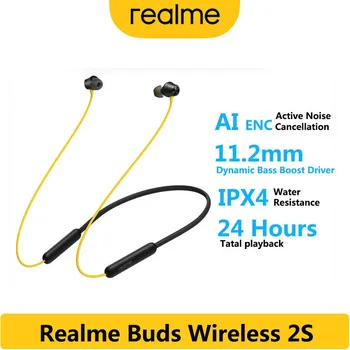 Realme Рецептори Wireless 2S Безжични слушалки Bluetooth 5.3 AI ENC с шумопотискане 24 Часа автономна работа за realme GT НЕО 3T