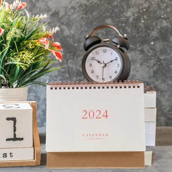 Настолен календар с панти капак на 2024 година, планиране на ежедневника в 2024 година, китайски Месечен Опростен, в които корици, самостоятелен Златни
