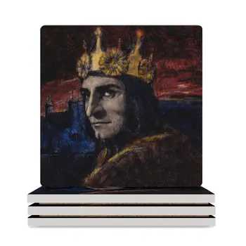 Лорънс Оливие в ролята на крал Ричард III Керамични подложки (квадратни) за кухненските керамични набор от набор от най-сладкото на каботажните