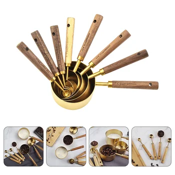8ШТ размерите лъжички за печене с дървена дръжка, инструменти за измерване на печене