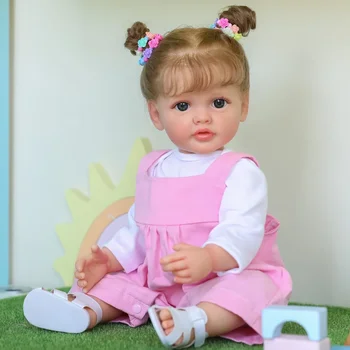 Кукли Реборн, 55 см, водоустойчив винил кукла за момичета, Реалистична Мека на допир 3D-кожа, Многопластова живопис
