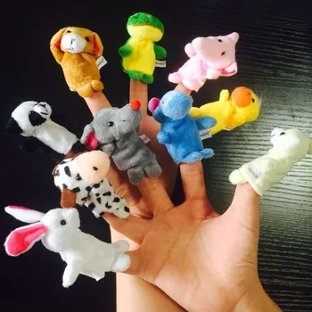 1 комплект анимационни животни, пальчиковые кукли, Щастливо семейство, меки кадифени кукли, декори, играчки, украса за парти по случай рожден ден, подарък за деца (случаен рисуване)