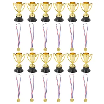 Трофей Медалите на Наградата Трофеи Детски Златни Мини Купа за Победител на Наградите Наградите Пластмасов комплект за партита, Спортни състезания и Футболни Трофеи