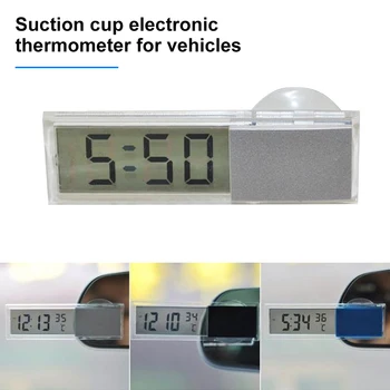 Автомобилен LCD дигитален термометър за присоске за помещения, прозрачен LCD термометър с захранването от батерията за леки автомобили, камиони, джипове