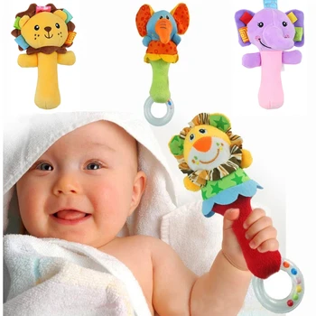 Бебешки дрънкалки с животни 0-12 месеца, подвесная играчка за детска количка-легла, тренирующая способността визуален изземването, Екшън кукли-свирки, ускоряване на движението