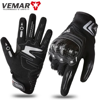 Летни мотоциклетни ръкавици VEMAR Мъжки Дишащи мото ръкавици за сензорен екран За състезания предпазни средства за каране на мотоциклет Ръкавици за мотокрос